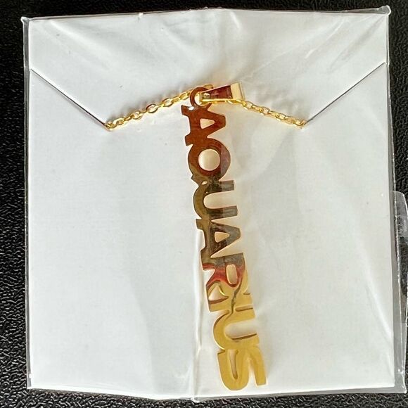 Gold Personality Zodiac vertical Necklaces, Horoscope pendants Star sign - Picture 1 of 3